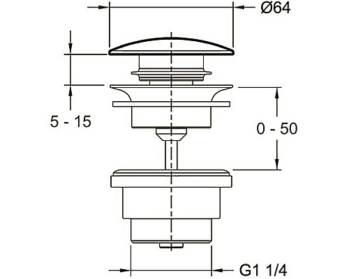 Донный клапан Jacob Delafon Noivelle Vague E30536-BCN click-clack Золото матовое