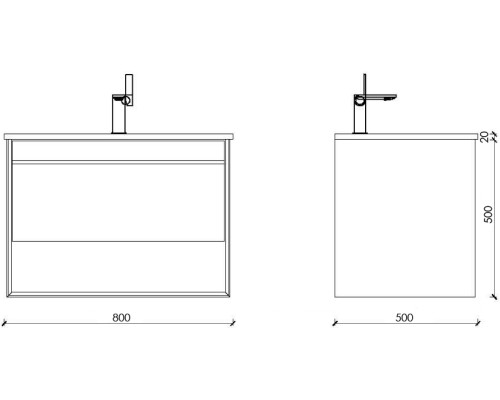 Тумба с раковиной Orans BC-1125 80 1125800 подвесная Dark grey