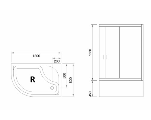 Душевой уголок Royal Bath BK 120х80 RB8120BK-C-R с поддоном профиль Белый стекло матовое