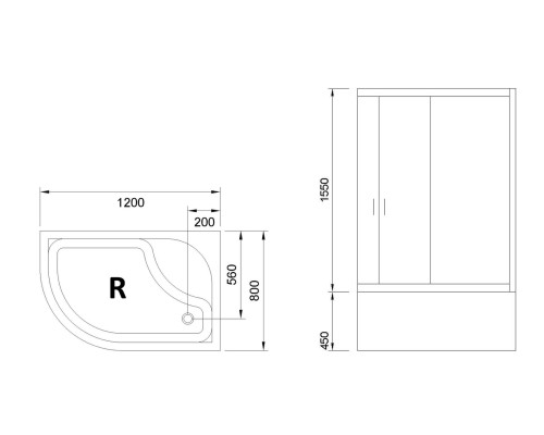 Душевой уголок Royal Bath BK 120х80 RB8120BK-C-R с поддоном профиль Белый стекло матовое