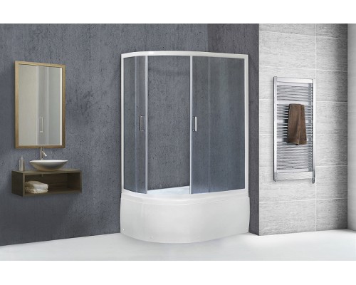 Душевой уголок Royal Bath BK 120х80 RB8120BK-C-R с поддоном профиль Белый стекло матовое