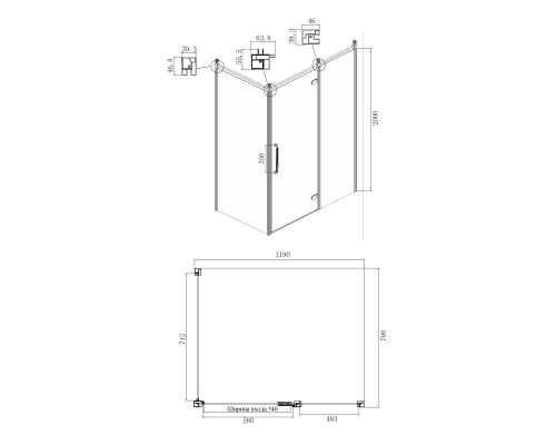 Душевой уголок Ambassador Royal 120x80 18015110-L Хром с рисунком