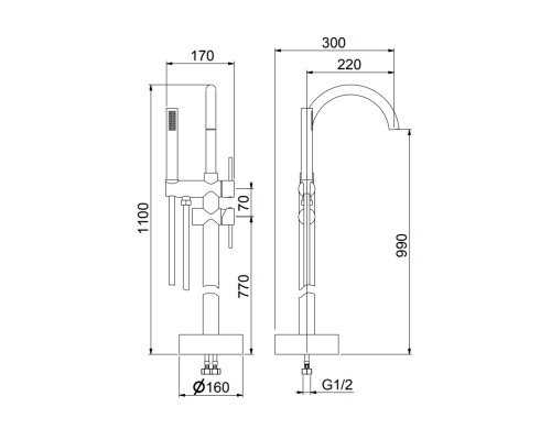 Смеситель для ванны Fiore Xenon Черный