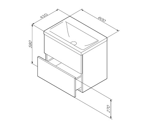 Тумба под раковину AM.PM Gem 60 M90FHX06022BM подвесная Черная матовая