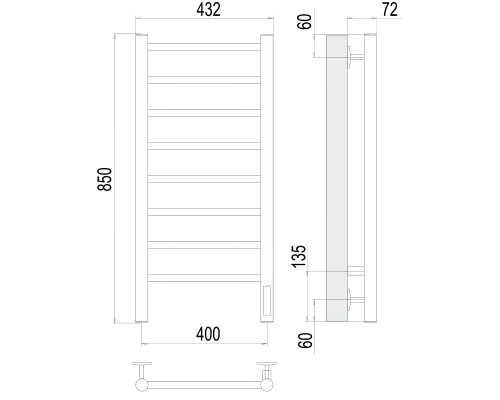 Полотенцесушитель Terminus Электро Аврора П8 400х850