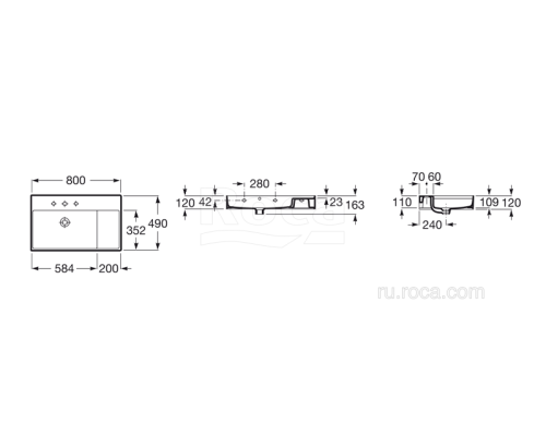 Раковина Roca Inspira Square WB Unik 80x49 32752B000