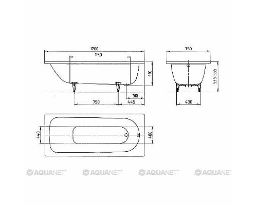 Ванна стальная Kaldewei Saniform Plus 170x75 112600013001