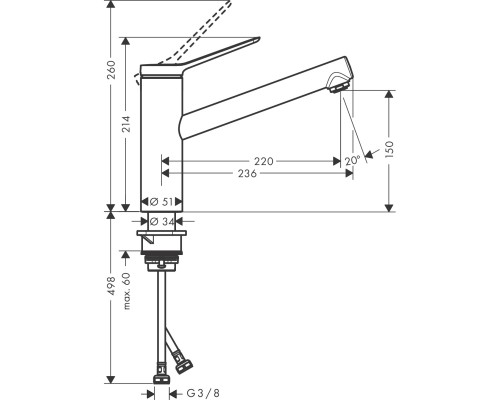Смеситель для кухни Hansgrohe Zesis M33 Сталь