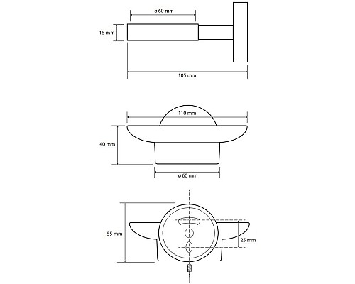 Мыльница Bemeta Graphit 156108042 Антрацит матовый