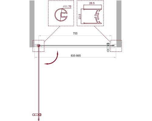 Душевая дверь BelBagno Uno 85 UNO-B-1-85-C-Cr профиль Хром стекло прозрачное