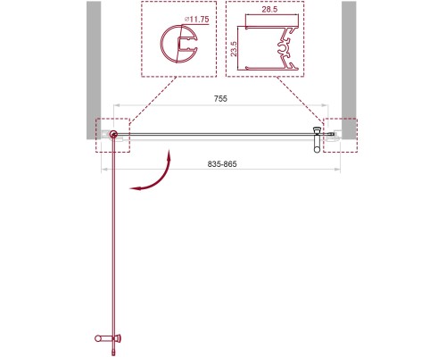 Душевая дверь BelBagno Uno 85 UNO-B-1-85-C-Cr профиль Хром стекло прозрачное