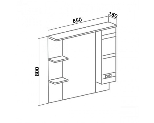 Зеркальный шкаф Runo Турин 85 УТ000002105 правый