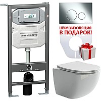 Комплект унитаза с инсталляцией Ceramica Nova Forma CN3009_1001CH_1000 с сиденьем Микролифт и клавишей смыва