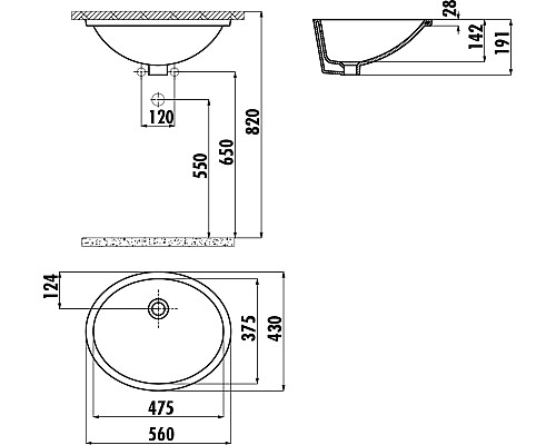 Раковина Creavit 56 TP214-00CB00E-0000 Белая