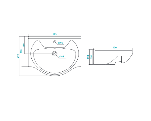 Полукруглая раковина Santek Байкал 60 1WH109652