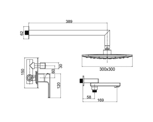 Душевая система Gappo G7117-6 Черная матовая