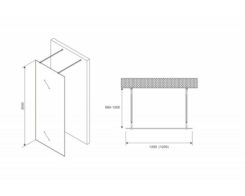 Душевая перегородка Abber Immer Offen 120 AG68120B8 профиль Черный стекло прозрачное