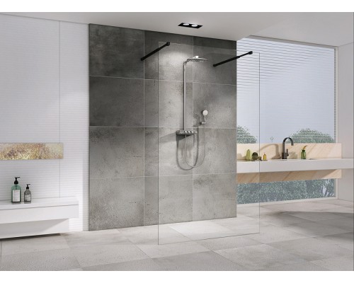 Душевая перегородка Abber Immer Offen 120 AG68120B8 профиль Черный стекло прозрачное