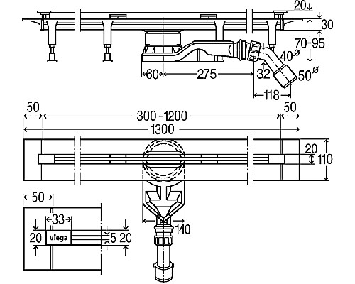 Душевой лоток Viega Advantix Vario 721671 Хром