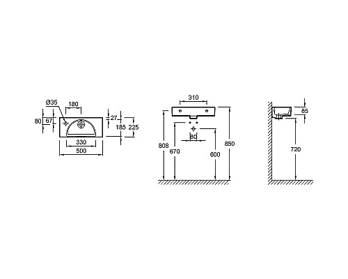 Раковина Jacob Delafon Odeon Rive Gauche 50 L EGO112-55-00 Белая