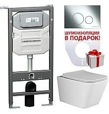 Комплект унитаза с инсталляцией Ceramica Nova Metric CN3007_1001CH_1000 с сиденьем Микролифт и клавишей смыва