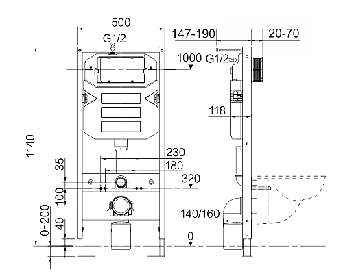Комплект унитаза с инсталляцией Ceramica Nova Metric CN3007_1001CH_1000 с сиденьем Микролифт и клавишей смыва