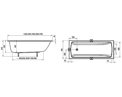 Акриловая ванна Ravak Classic II 140x70 CC21000000