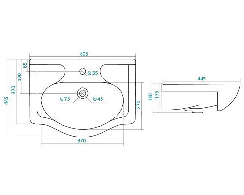 Полукруглая раковина Santek Селигер 60 1WH110268