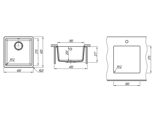 Кухонная мойка Florentina Вега-360 22.310.B0360.102 Черная