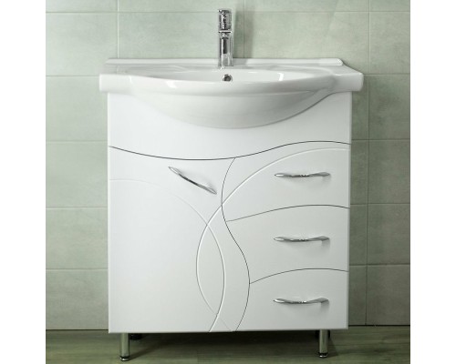 Тумба под раковину Style Line Амелия 75 ЛС-00002281 Белый глянец