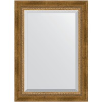 Зеркало Evoform Exclusive 73х53 BY 3380 с фацетом в багетной раме - Состаренная бронза с плетением 70 мм