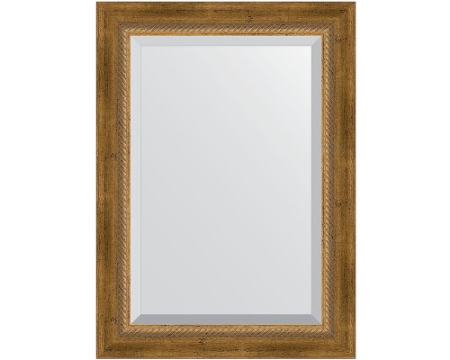 Зеркало Evoform Exclusive 73х53 BY 3380 с фацетом в багетной раме - Состаренная бронза с плетением 70 мм