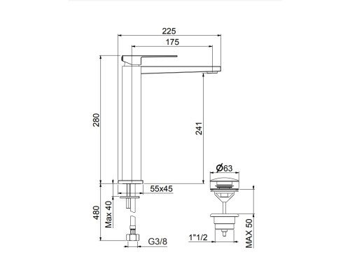 Смеситель для раковины Fiore Kube 100CR8517 Хром