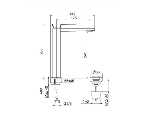 Смеситель для раковины Fiore Kube 100CR8517 Хром