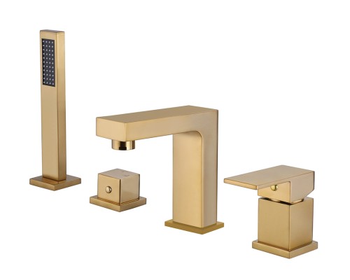 Смеситель ABBER Daheim AF8213G на борт ванны, золото матовое