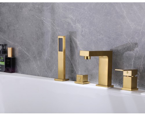 Смеситель ABBER Daheim AF8213G на борт ванны, золото матовое