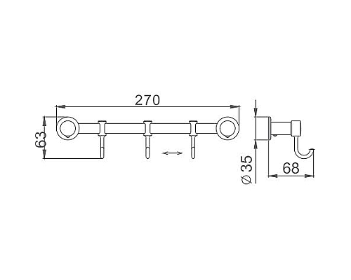 Вешалка для полотенец Haiba HB205-3 Хром