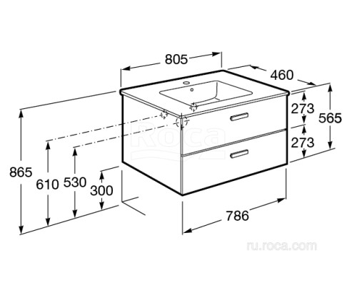 Тумба под раковину Roca Victoria Nord 80 ZRU9000032 белый глянец 
