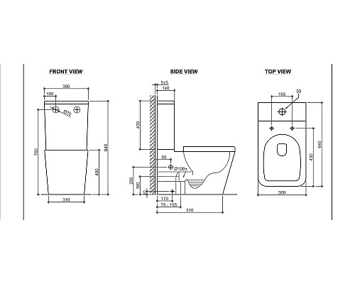 Унитаз компакт Black&White Universe 7703W с бачком и сиденьем Микролифт