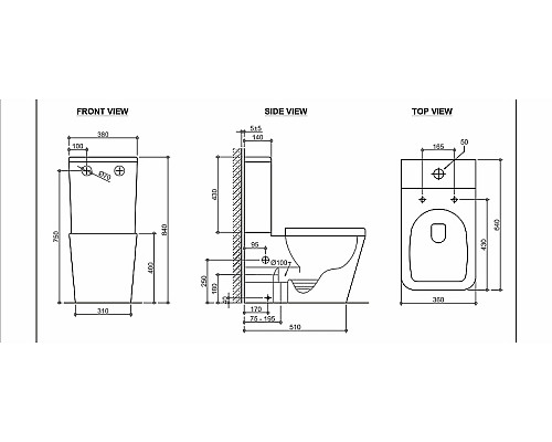 Унитаз компакт Black&White Universe 7703W с бачком и сиденьем Микролифт