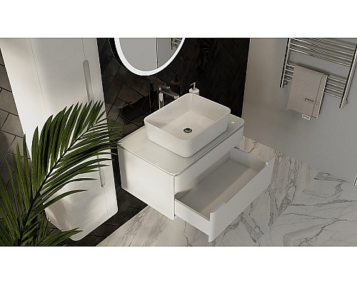 Тумба под раковину Jorno Shine 75 Shi.01.75/P/W подвесная Белая