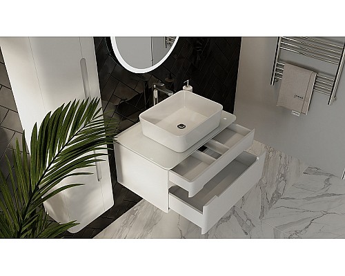 Тумба под раковину Jorno Shine 75 Shi.01.75/P/W подвесная Белая