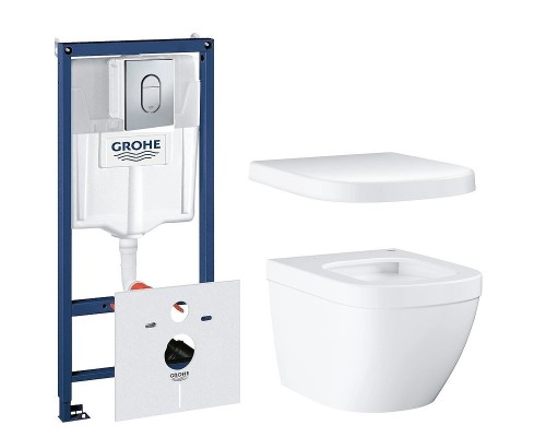 Комплект унитаза Grohe Euro Ceramic Solido 39536000 с инсталляцией с сиденьем Микролифт с клавишей
