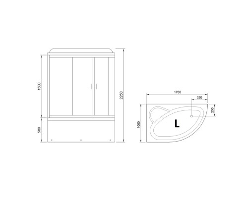 Душевой бокс Royal Bath ALP 170x100 с гидромассажем задняя стенка Белая