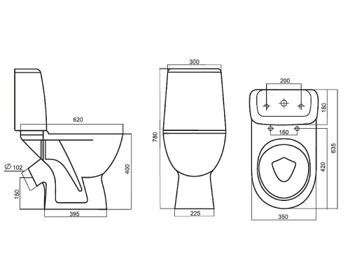 Унитаз компакт Damixa RedBlu Origin One 818607SC с бачком и сиденьем Микролифт