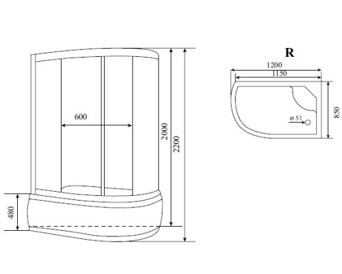 Душевая кабина Timo Comfort 120x85 T-8820RC с гидромассажем