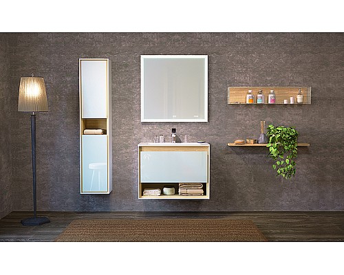 Зеркало Jorno Glass 80 Gla.02.77/W с подсветкой с сенсорным выключателем с часами и обогревом Зеркало Jorno Glass 80 Gla.02.77/W с подсветкой с сенсорным выключателем с часами и обогревом