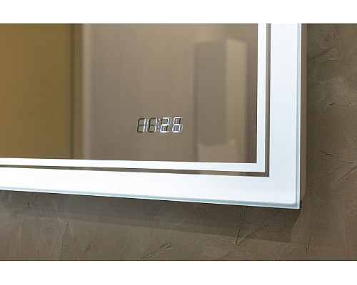 Зеркало Jorno Glass 80 Gla.02.77/W с подсветкой с сенсорным выключателем с часами и обогревом Зеркало Jorno Glass 80 Gla.02.77/W с подсветкой с сенсорным выключателем с часами и обогревом