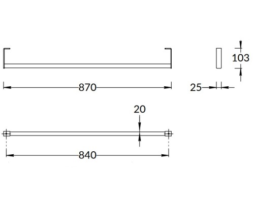 Держатель для полотенец Kerama Marazzi к раковинам LOGICA 90 с крепежом, черный матовый