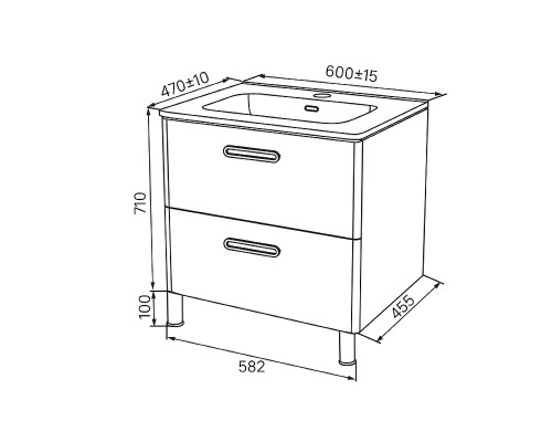 Тумба с раковиной Iddis Brick 60 BRI60WFi95K Белая